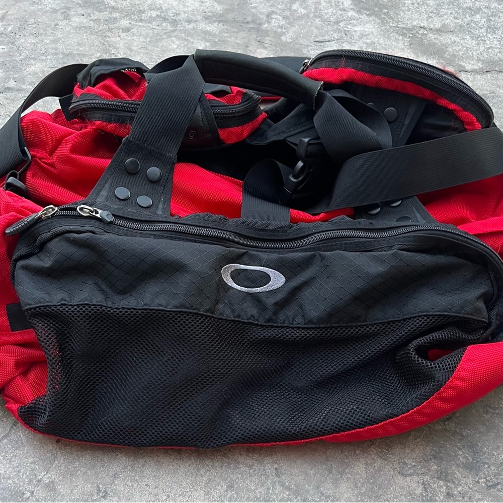 Oakley Black and Red Duffel Bag